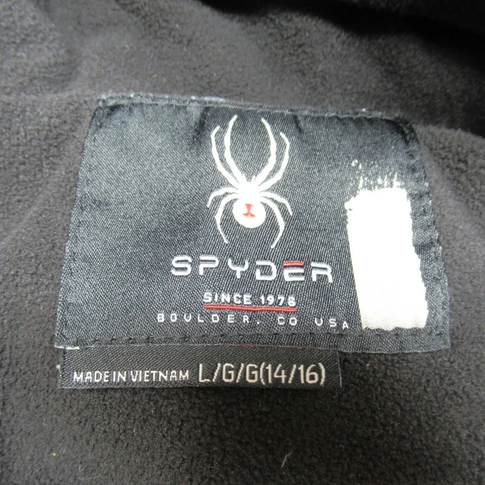 Spyder Jacket Boys Large 14/16 Black Insulated Quilted Fleece Lined Nexus Puffer